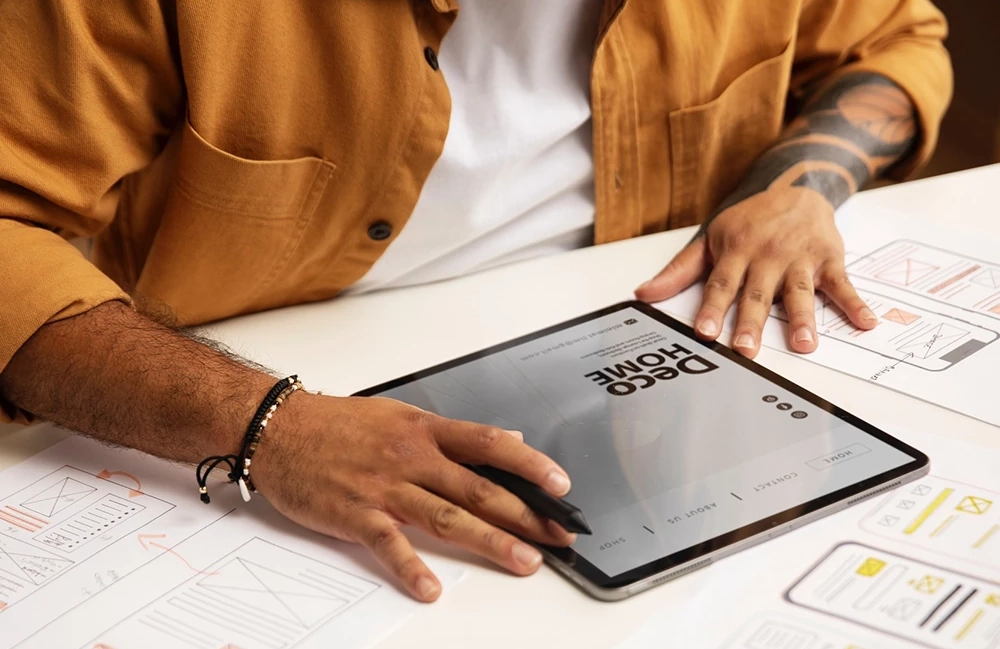 App developer doing some work on an iPad