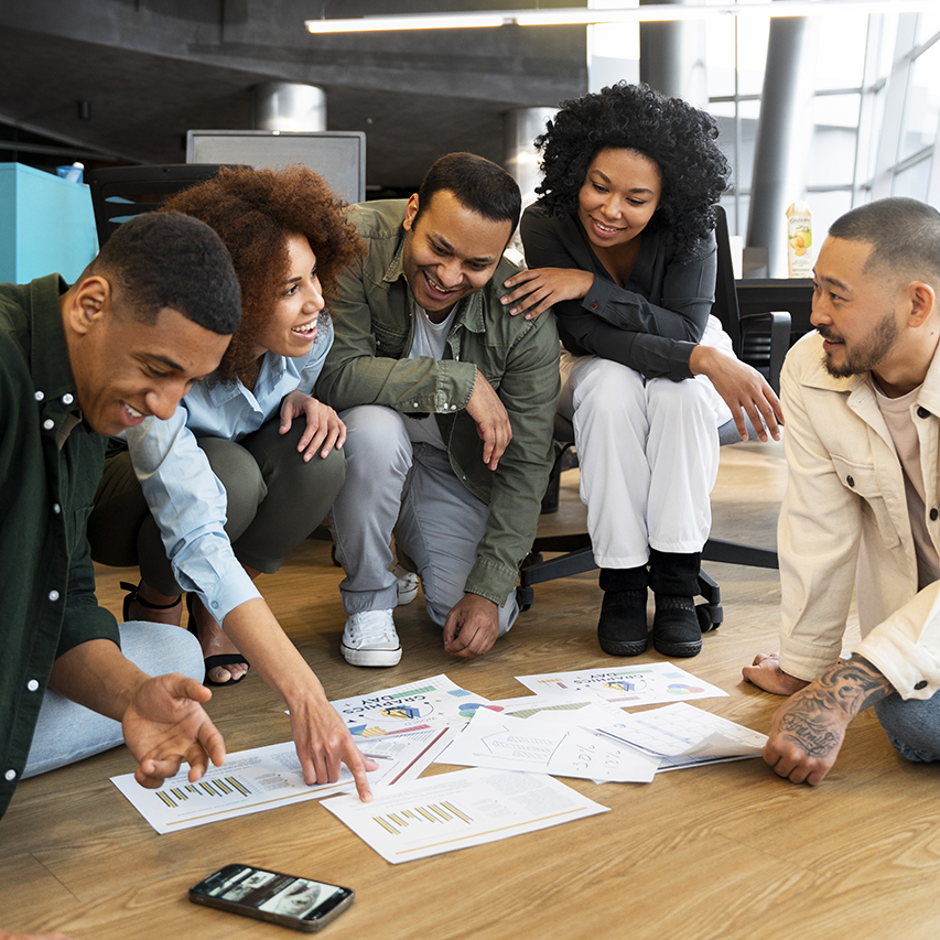 Group of people discussing their startup project